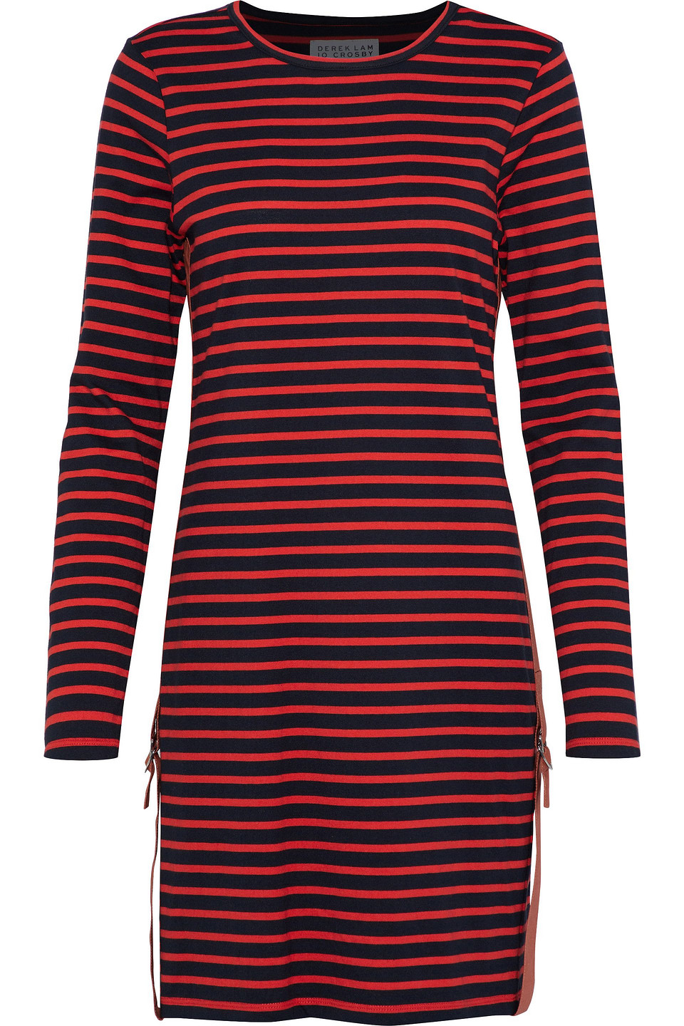 Woman Buckle-detailed Striped Cotton-jersey Mini Dress