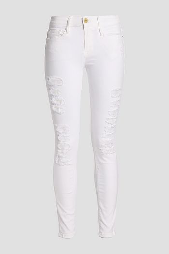 FRAME Distressed mid-rise skinny jeans
