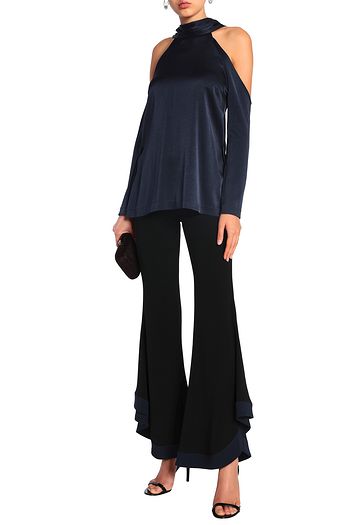 GALVAN LONDON Cold-shoulder satin top