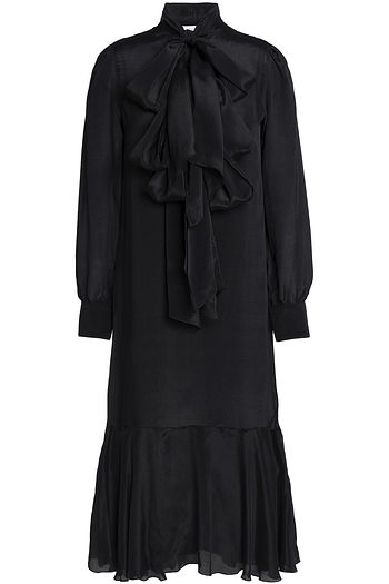 SEE BY CHLOÉ Bow-embellished crepe de chine shirt dress