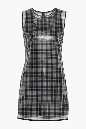 HELMUT LANG Layered checked gazar mini dress