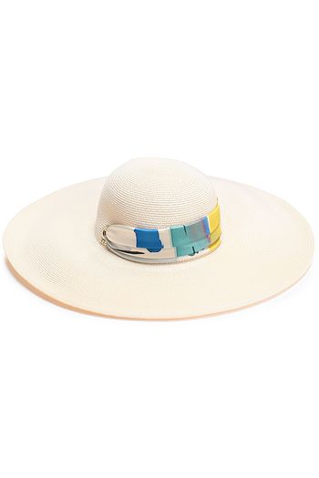 EUGENIA KIM Bunny printed faille-trimmed woven straw sunhat