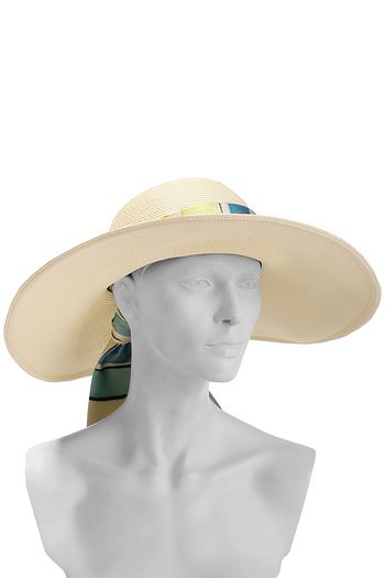 EUGENIA KIM Bunny printed faille-trimmed woven straw sunhat