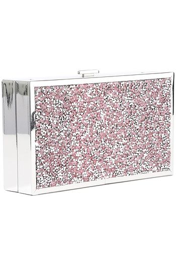 HALSTON Frame glittered acrylic box clutch