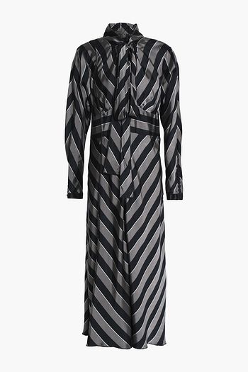 MARC JACOBS Pussy-bow striped satin midi dress