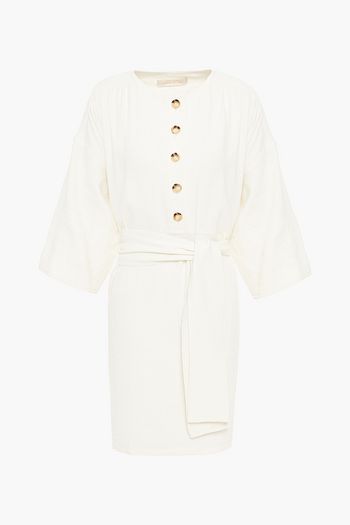 VANESSA BRUNO Naomi belted linen and silk-blend mini dress