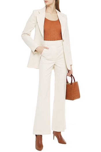 VANESSA BRUNO Echalas herringbone cotton high-rise bootcut pants