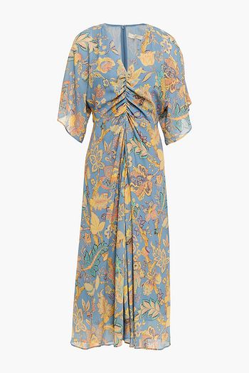 VANESSA BRUNO Ness ruched printed crepe midi dress