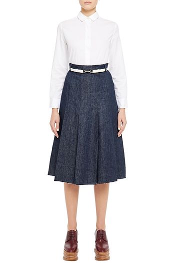 GABRIELA HEARST Pleated denim midi skirt