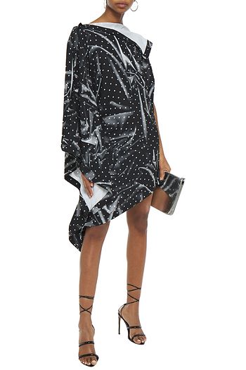 MM6 MAISON MARGIELA Asymmetrisches Kleid aus Crêpe mit Polka-Dots und Drapierung