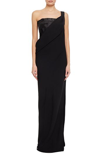 GABRIELA HEARST Maya one-shoulder draped silk and wool-blend crepe gown