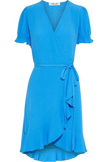 DIANE VON FURSTENBERG Emilia Mini-Wickelkleid aus Crêpe mit Rüschenbesatz