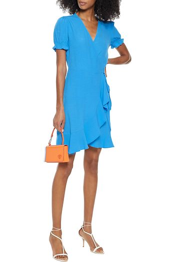 DIANE VON FURSTENBERG Emilia Mini-Wickelkleid aus Crêpe mit Rüschenbesatz