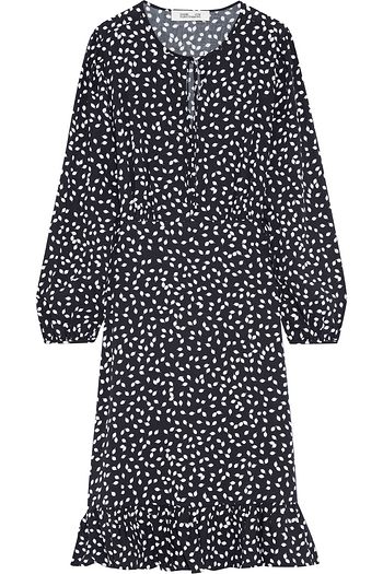 DIANE VON FURSTENBERG Campbell Midikleid aus Webstoff mit Print und Rüschen