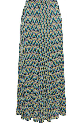 M MISSONI Printed plissé crepe de chine maxi skirt