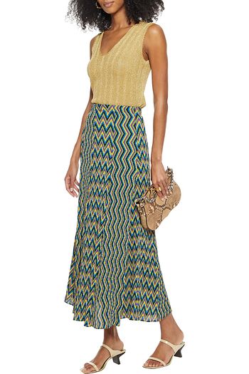 M MISSONI Printed plissé crepe de chine maxi skirt