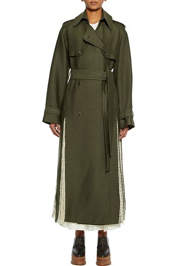 GABRIELA HEARST Lipara macramé-paneled wool and silk-blend trench coat