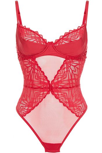 COSABELLA Keira cutout stretch-lace and mesh bodysuit