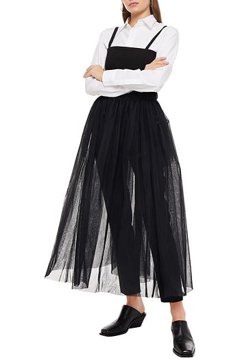 MM6 MAISON MARGIELA Maxikleid aus Drillich mit Tülleinsätzen