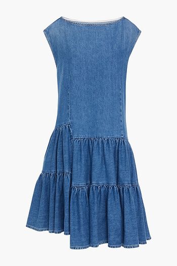 MM6 MAISON MARGIELA Asymmetrisches Kleid aus Denim mit Raffung