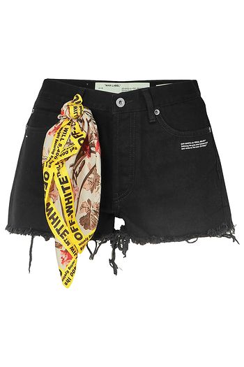 OFF-WHITE™ Scarf-embellished distressed denim shorts