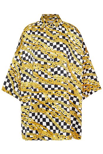 BALENCIAGA Oversized printed satin-crepe shirt