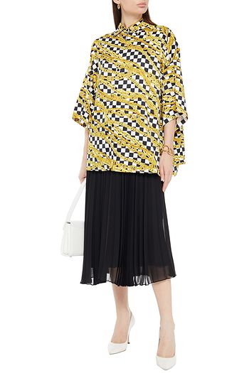 BALENCIAGA Oversized printed satin-crepe shirt