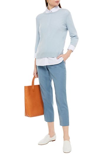 THEORY Cropped wool-flannel slim-leg pants