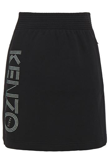 KENZO Glittered printed French cotton-terry mini skirt