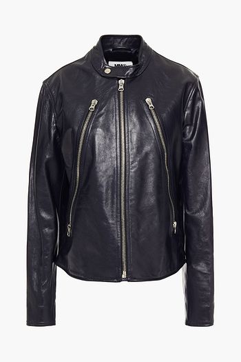 MM6 MAISON MARGIELA Zip-detailed leather biker jacket