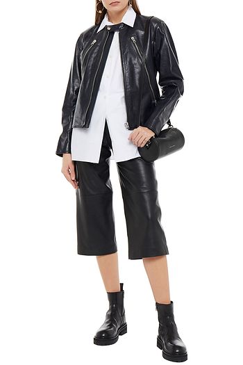 MM6 MAISON MARGIELA Zip-detailed leather biker jacket