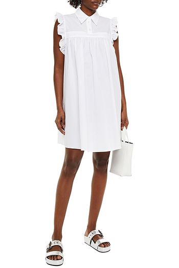 MM6 MAISON MARGIELA Minikleid aus Baumwoll-Jacquard mit Rüschenbesatz
