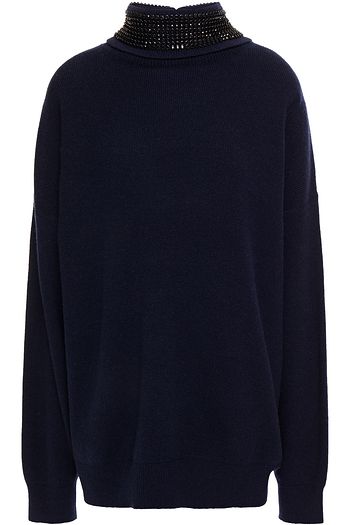 ALEXANDER WANG Crystal-embellished wool-blend turtleneck sweater