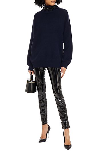 ALEXANDER WANG Crystal-embellished wool-blend turtleneck sweater