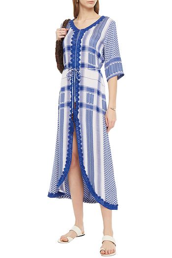 CECILIE COPENHAGEN Erica belted embellished cotton-jacquard kaftan