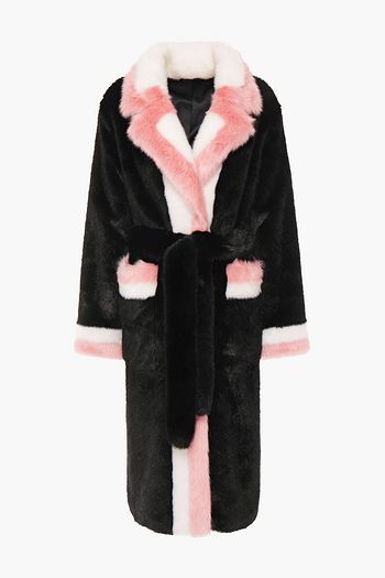 STAND STUDIO Color-block faux fur coat