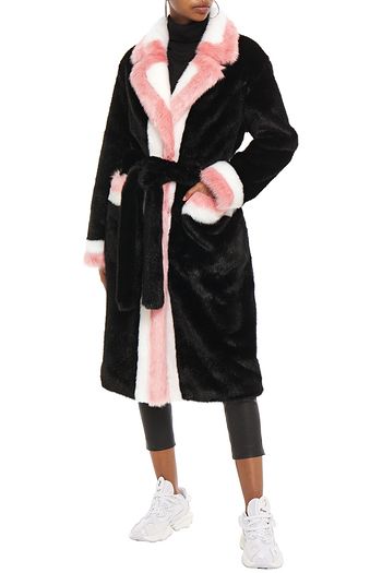 STAND STUDIO Color-block faux fur coat