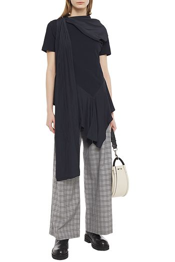 JW ANDERSON Asymmetric draped cotton-jersey and crepe de chine top