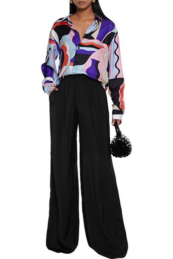 EMILIO PUCCI Gathered satin-twill wide-leg pants