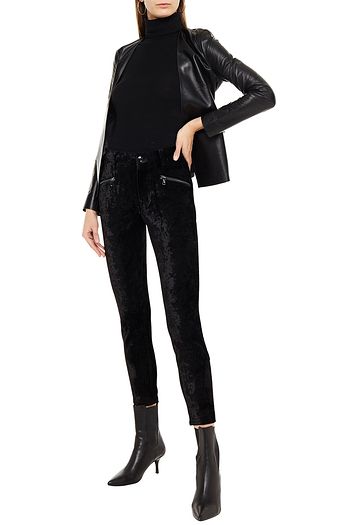 J BRAND Kenna cropped crushed-velvet skinny pants