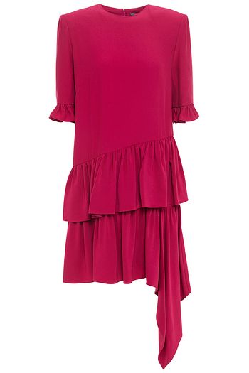 ALEXANDER MCQUEEN Tiered draped crepe de chine dress
