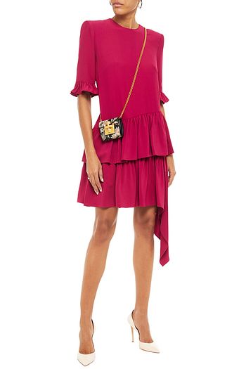 ALEXANDER MCQUEEN Tiered draped crepe de chine dress