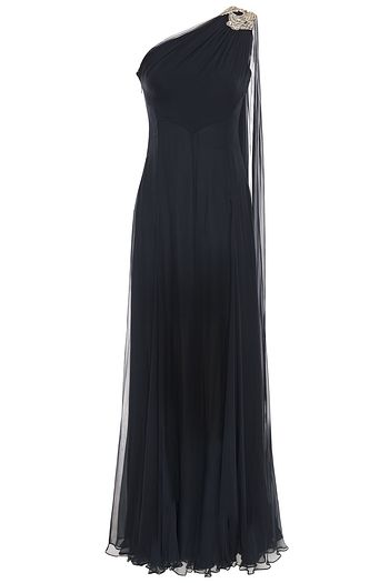 ALEXANDER MCQUEEN One-shoulder draped embellished silk-chiffon gown