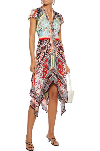 ALICE + OLIVIA Tamara tiered printed crepe de chine dress