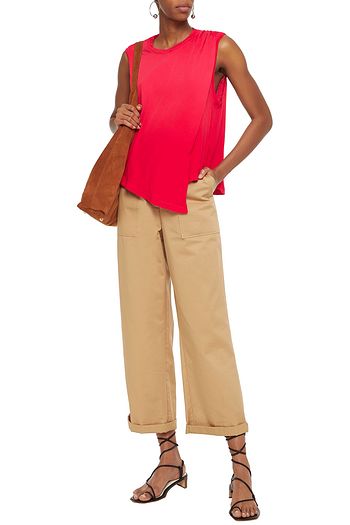 CURRENT/ELLIOTT Asymmetric draped cotton-jersey top