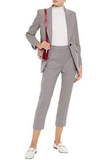 CLAUDIE PIERLOT Cropped houndstooth jacquard slim-leg pants