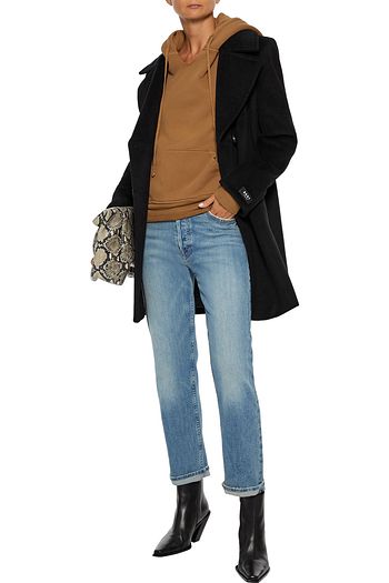 DKNY Double-breasted belted wool-blend felt coat
