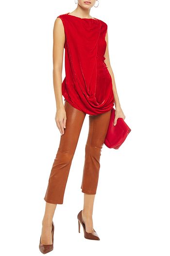 RICK OWENS Tie-back draped velvet tunic