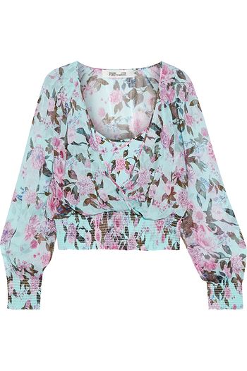 DIANE VON FURSTENBERG Ramona Bluse aus Seiden-Georgette mit floralem Print und Wickeleffekt