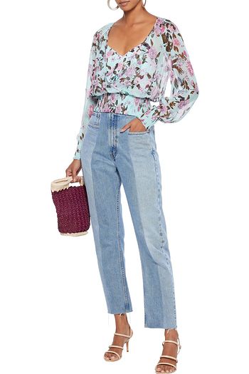 DIANE VON FURSTENBERG Ramona Bluse aus Seiden-Georgette mit floralem Print und Wickeleffekt
